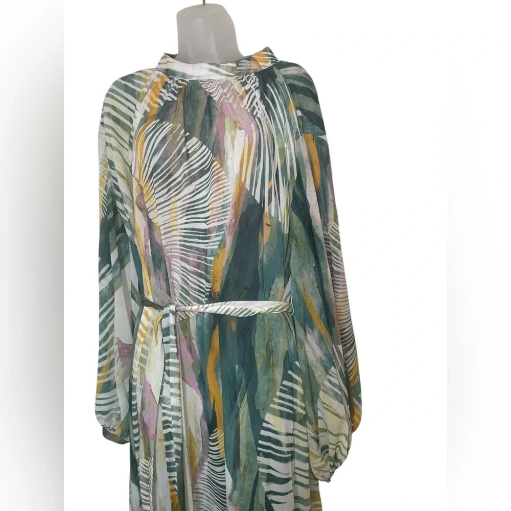 Andrea Iyamah Sade Floral Multicolor Sheer Maxi Swim Coverup S/M NWT